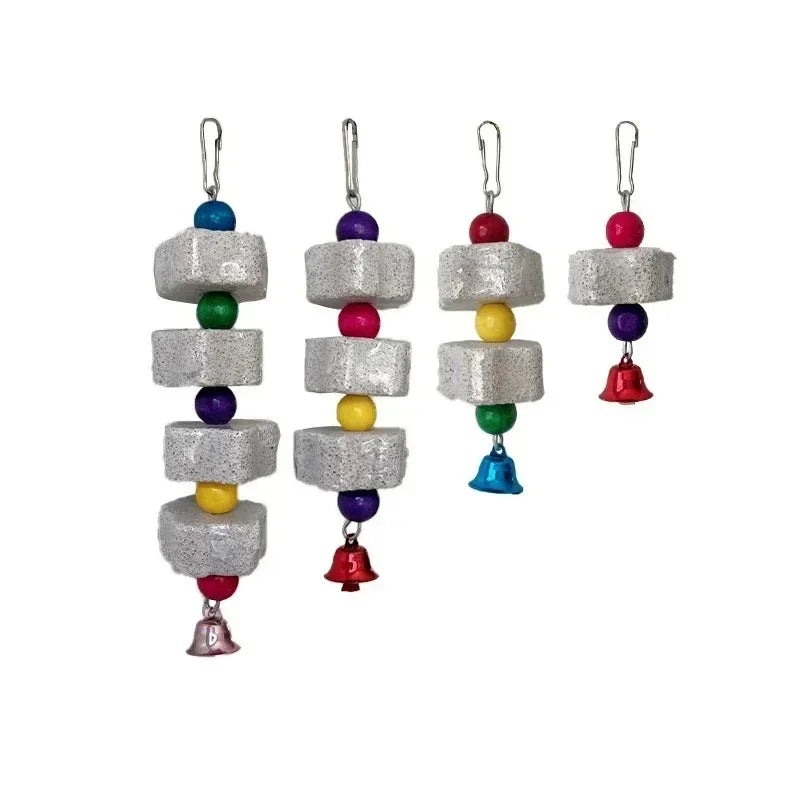 🦜🐿️ Multilayer Lava Rock Chew Toy with Colorful Beads for Small Pets