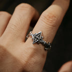 🖤💍 Retro Iris Cross Rhombus Ring – Gothic Punk Adjustable
