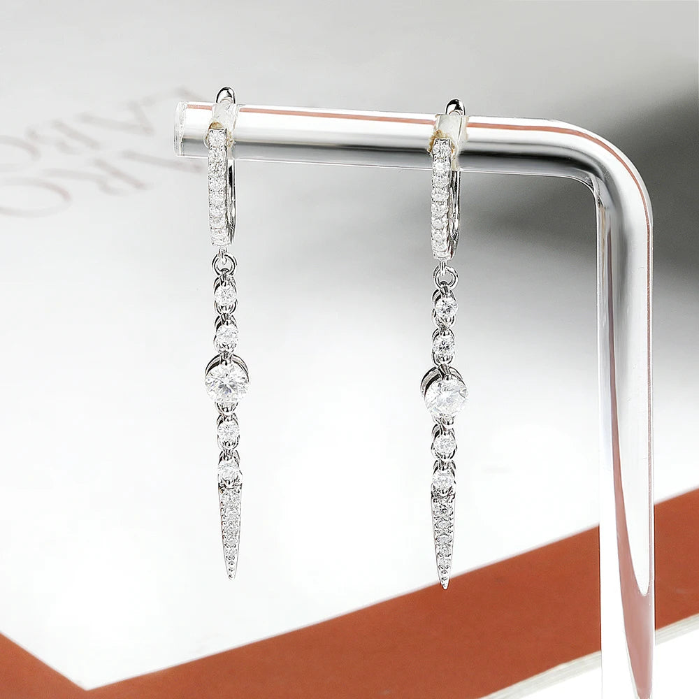 ✨💎 Serenity 1.118CT D Color Moissanite Long Tassel Earrings 🤍 | 18K Gold Plated Lab Diamond Drop Earrings 👰 | S925 Sterling Silver Luxury Jewelry for Women
