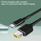 USB‑C to Slim Square Tip PD Charging Cable 100W – Type‑C to Lenovo Yoga/ThinkPad Power Cord Compatible with 65W/90W/100W Laptops