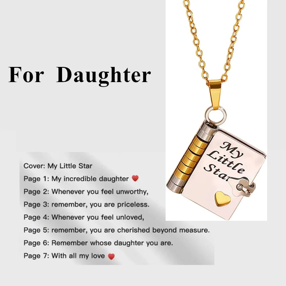📖💙 To My Champion Son Book Necklace 🏆 | Engraved Openable Book Pendant with 6 Message Pages ✨ | Birthday Gift for Boys – My Little Hero 💪