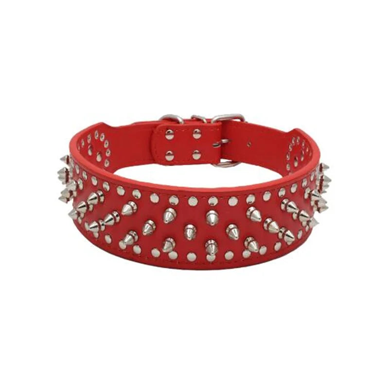 🐕🛡️ Spiked Large Dog Collar – PU Leather Collar for Medium to Large Breeds (L–3XL) | Pitbull, Mastiff, Boxer