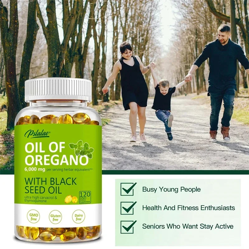 🌿 Oregano Oil Softgels 6000mg + Black Seed Oil 200mg 🌿