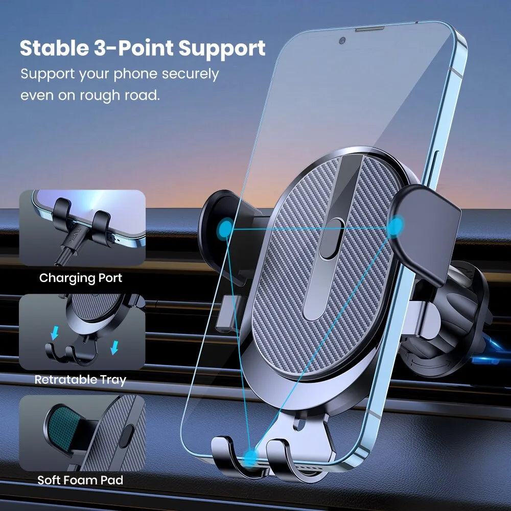 TOPK Auto Lock Car Phone Holder – Air Vent Mount with Hook Clip