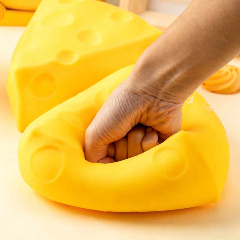 Jumbo Cheese Squishy Stress Ball – Slow-Rebound Cheese Fidget Toy