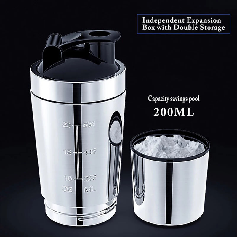 🥤🛡️ Stainless Steel Protein Shaker Cup – Portable Fitness Sports Mug