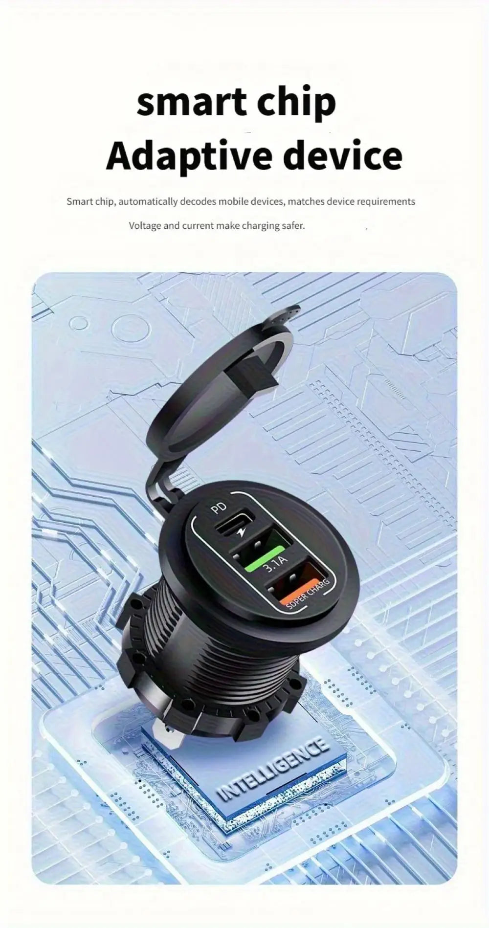 🚗 4‑Port PD + QC 3.0 Car Charger with Voltmeter | 83W Fast Charge | Waterproof 12V/24V