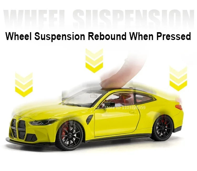 1:24 Miniature M4 or 760Li Model Toy Cars Alloy Diecast Sound Light Doors Opened Pull Back Shock Absorption Toy Vehicles Kids Gifts