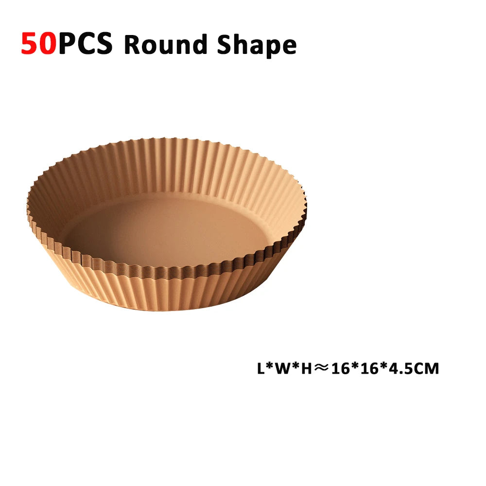 🍟✨ Air Fryer Paper Liners (50 / 100 PCS) | Non-Stick Oil-Proof & Waterproof Baking Paper 🧁 | Disposable Air Fryer & Microwave Paper Tray
