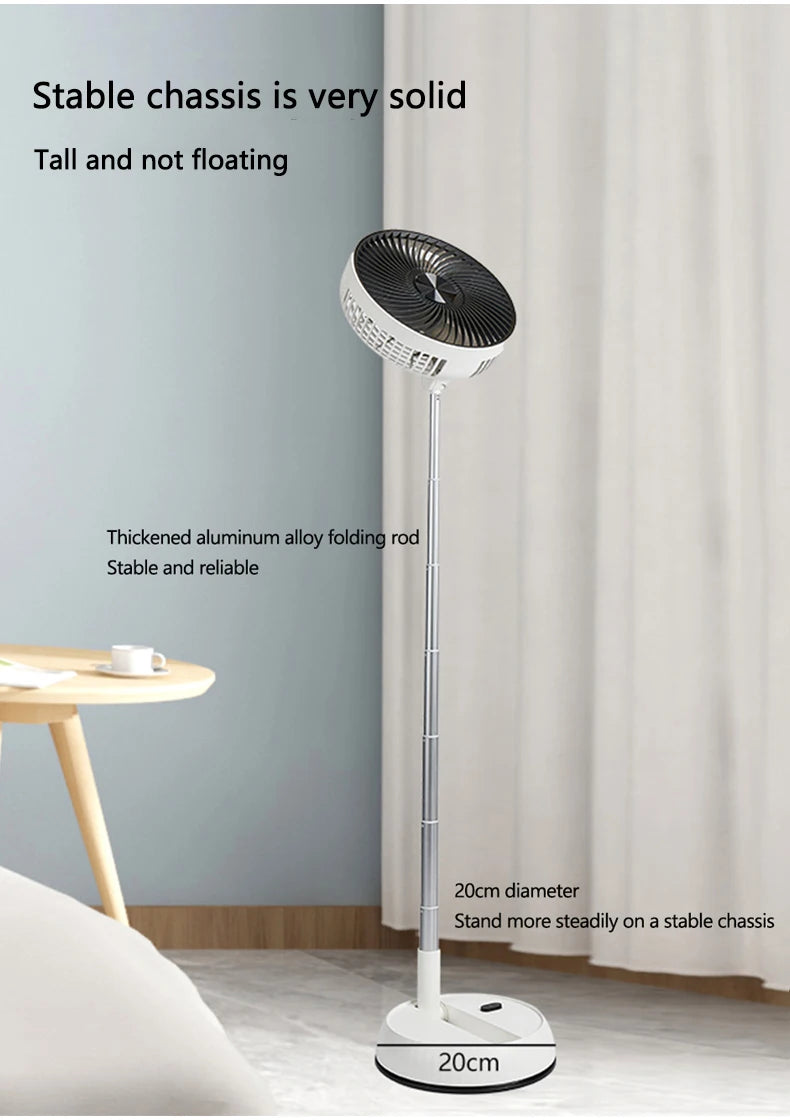 🌬️🌀 Portable Oscillating Standing Fan – Rechargeable with Remote
