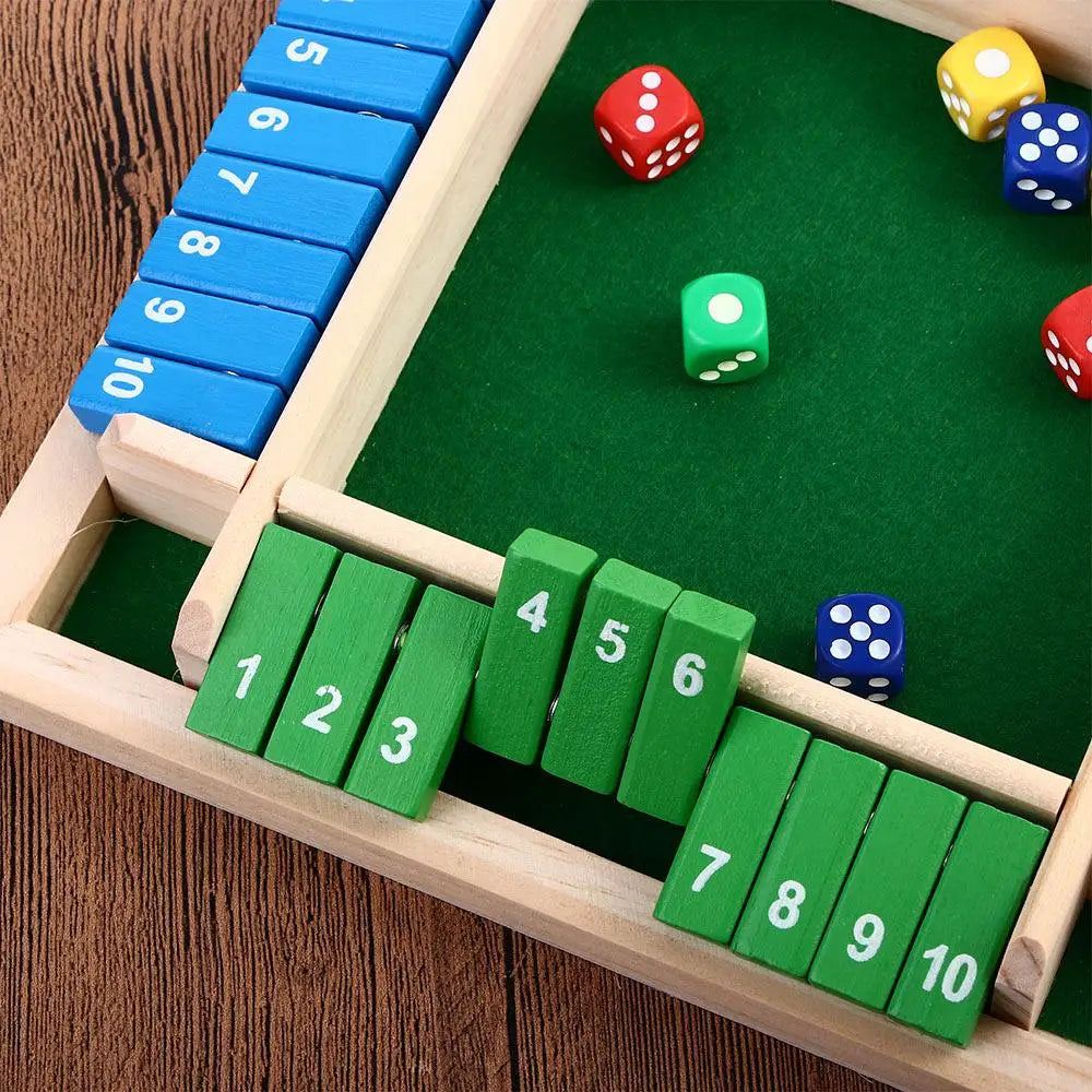 Arithmetic Dice Board Game Four-Sided Flip Card Games Box Dice Toys Wooden Flaps Dices 4 Players Party Number Game Board Games