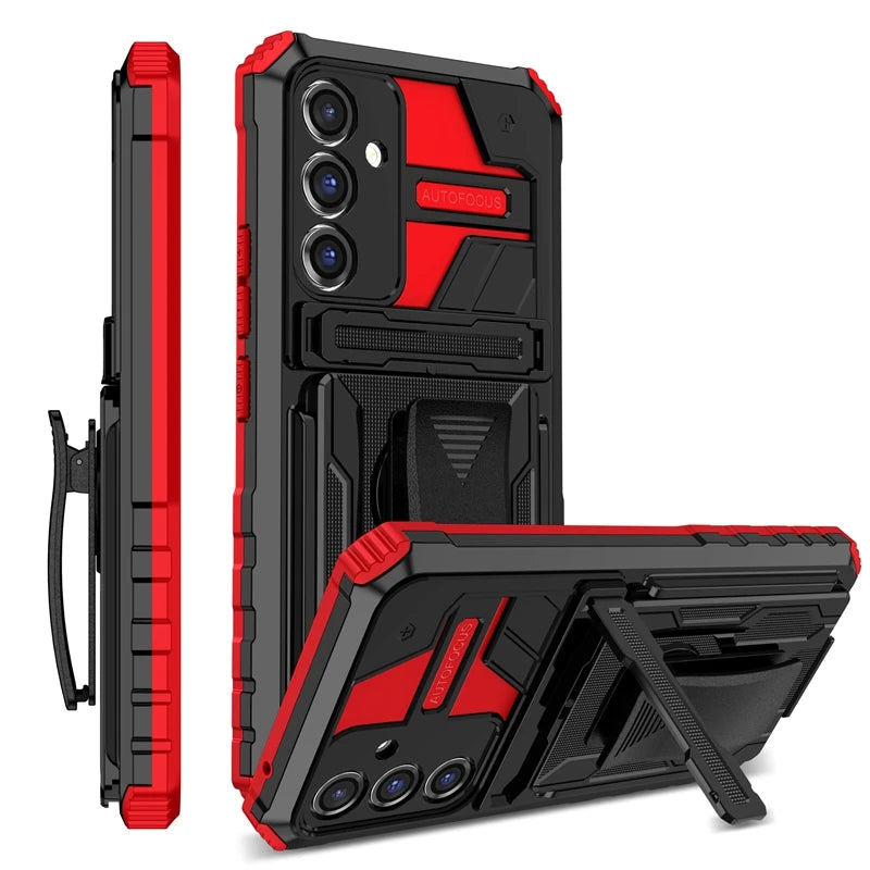 Rugged Armor Case with Belt Clip Holster & Kickstand for Samsung Galaxy