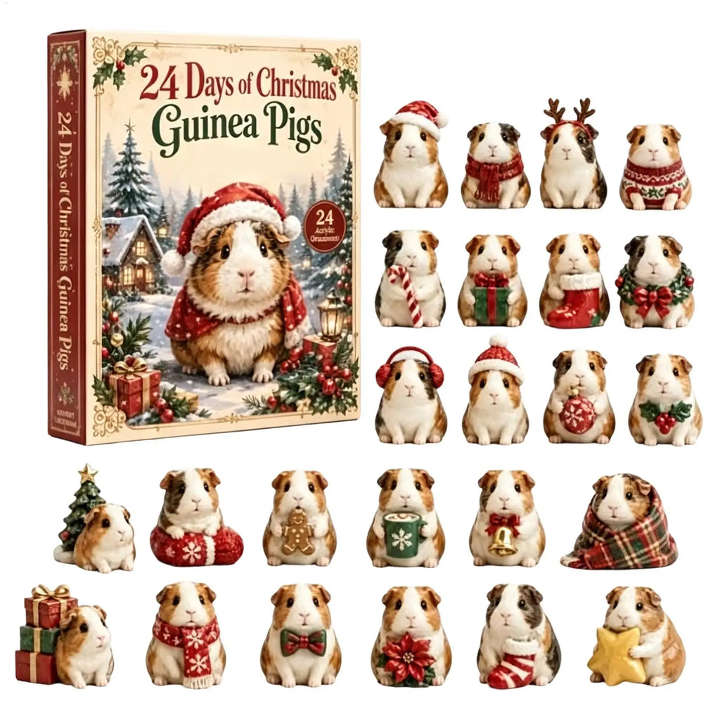 Guinea Pig Christmas Countdown Calendar – 24-Day Acrylic Advent Décor