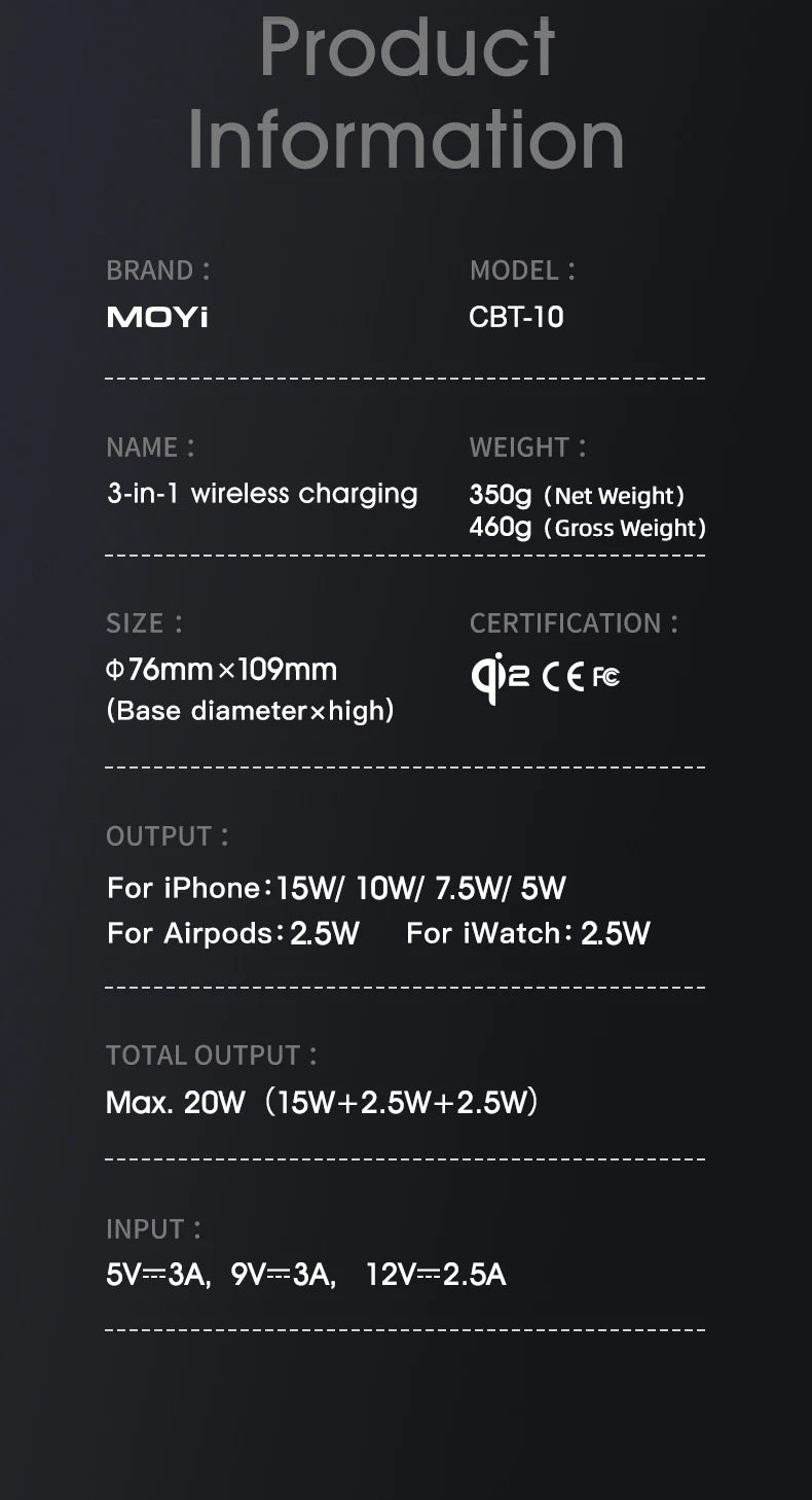 Qi2 3-in-1 Magnetic Wireless Charger – Touch Button Fast Charging Dock