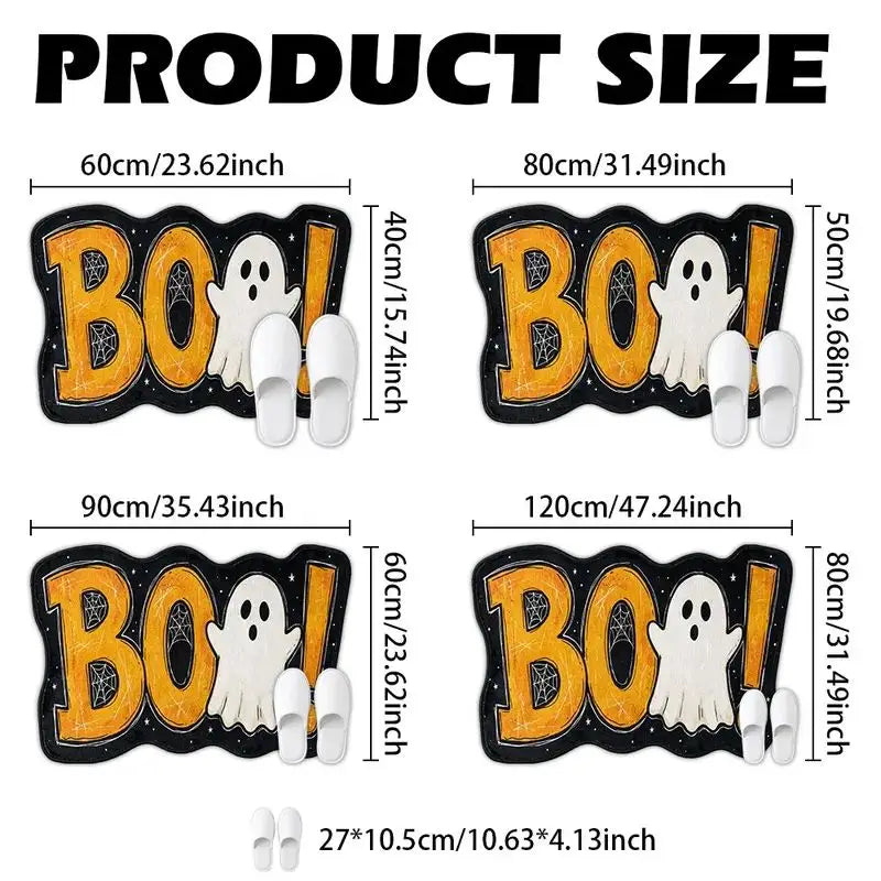 Cute Ghost Halloween Rug – Boo Spiderweb Non-Slip Mat