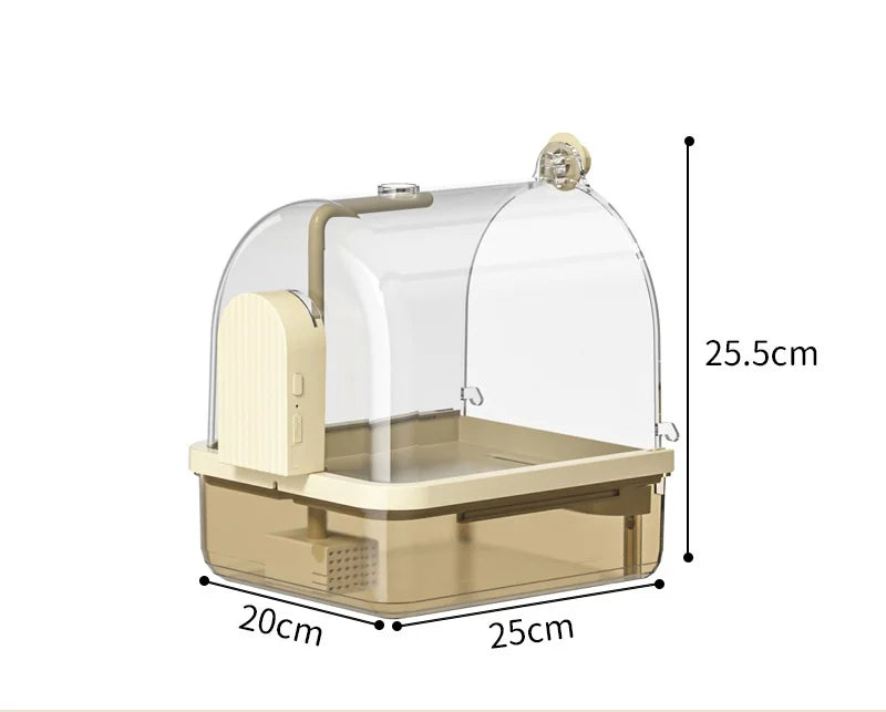 🐦💦 Clear Hanging Bird Bath with Automatic Water Circulation | Space-Saving Bird Shower 🚿 | Easy-Clean Bird Cage Accessory
