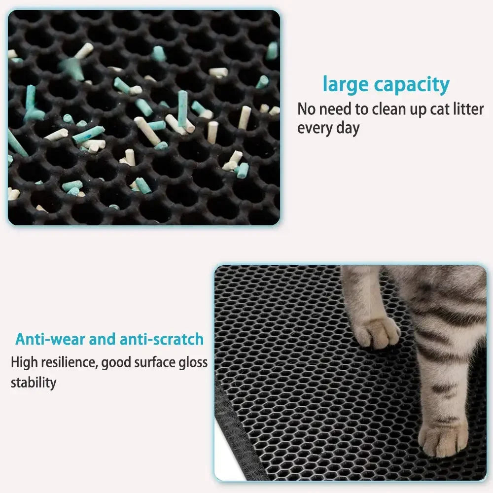 🐱🧼 Double Layer Waterproof Cat Litter Mat – Non-Slip & Washable