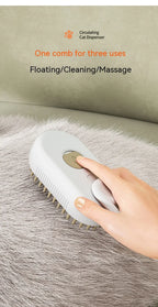 ✨ 3‑in‑1 Pet Electric Steam Brush | Cat & Dog Cleaning Spray Massage Grooming Comb | Retractable Handle | USB Rechargeable Hair Removal Beauty Brush