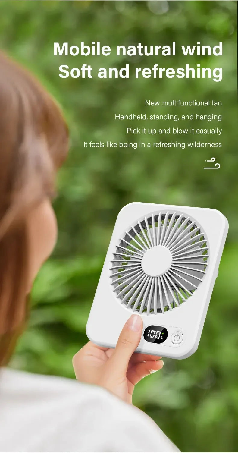 🌬️📱 Xiaomi Portable Desk Fan – 5 Speeds Ultra Quiet with Power Display