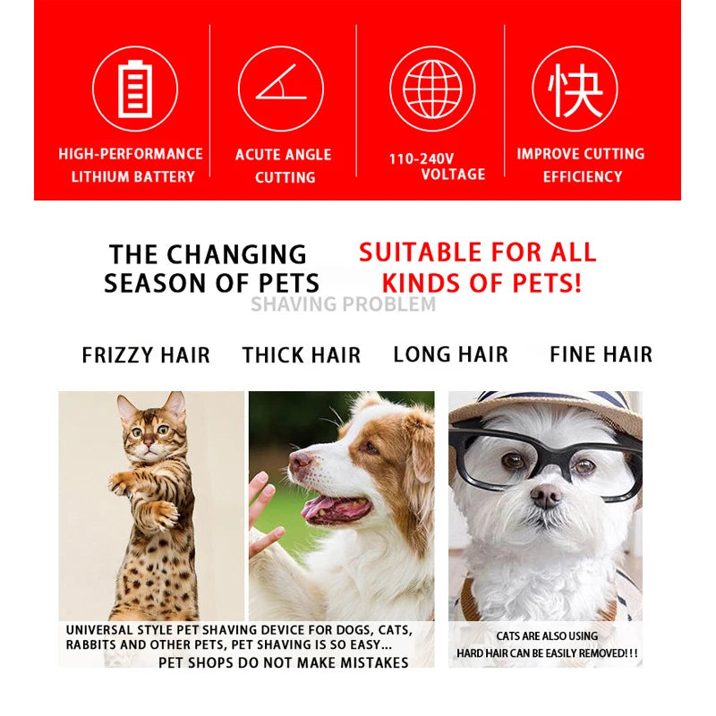 Electric Pet Clipper Grooming Kit – Rechargeable Professional Trimmer for Dogs & Cats