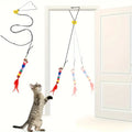 Interactive cat door swing toy with 72-inch adjustable hanging rope