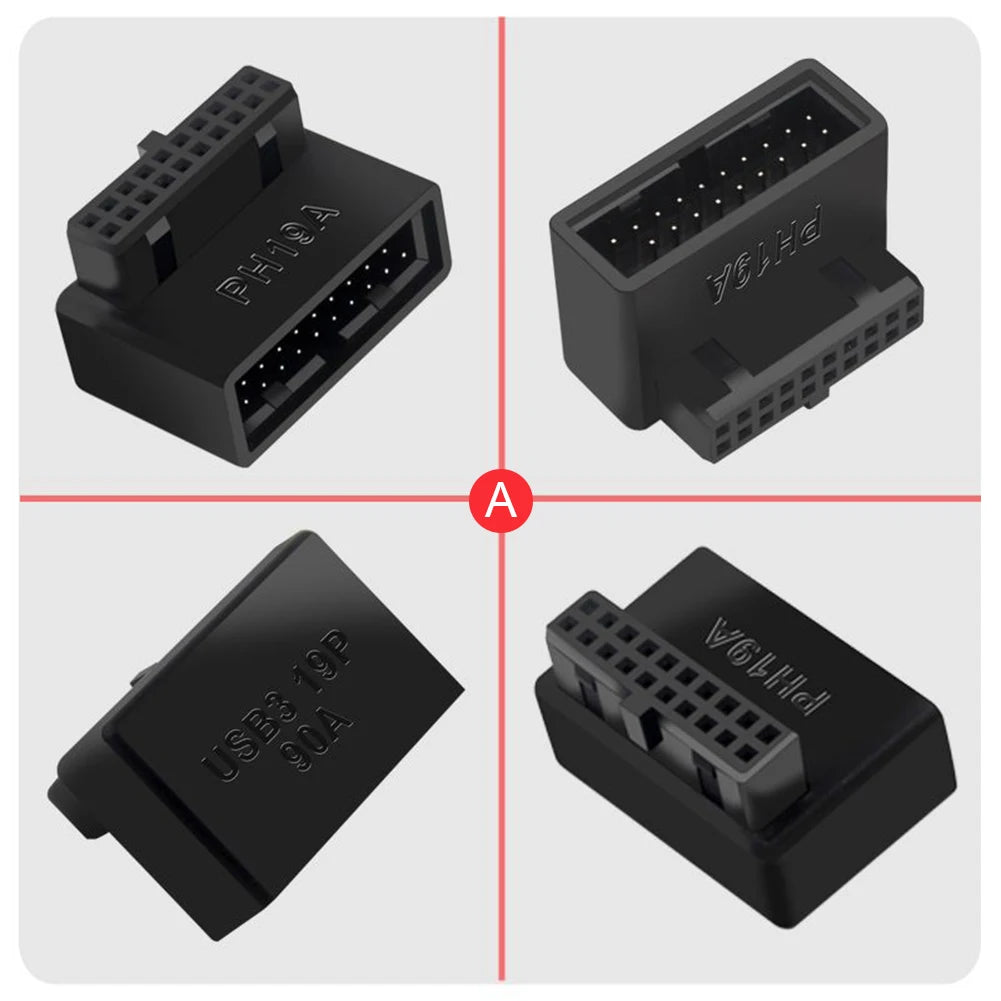 USB 3.0 Motherboard Header Adapter 19P/20P 90° Desktop Converter