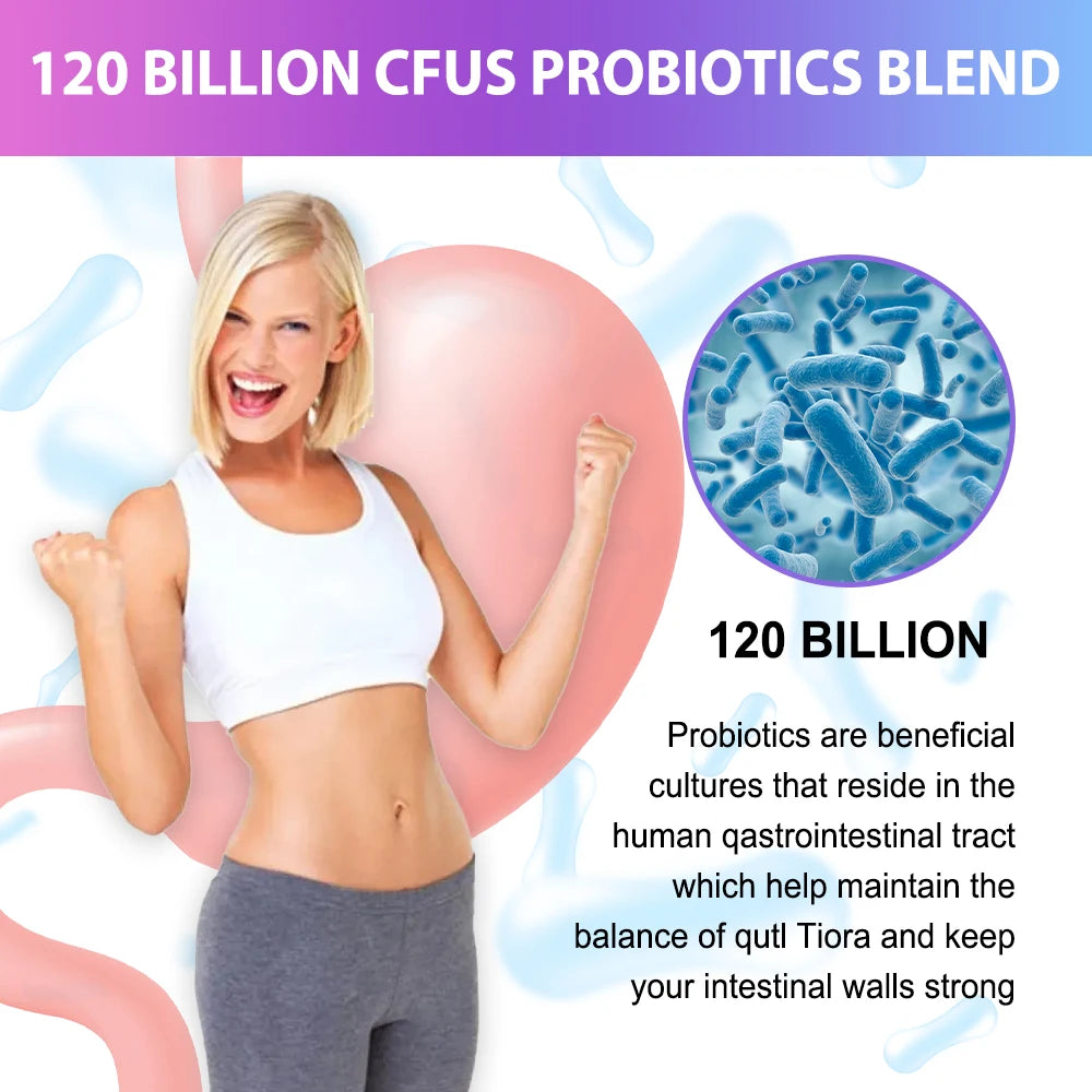 Probiotics 120 Billion CFU 36 Strains Contains Prebiotics and Digestive Enzymes for Digestion and Immune Support Vegan, Non-GMO