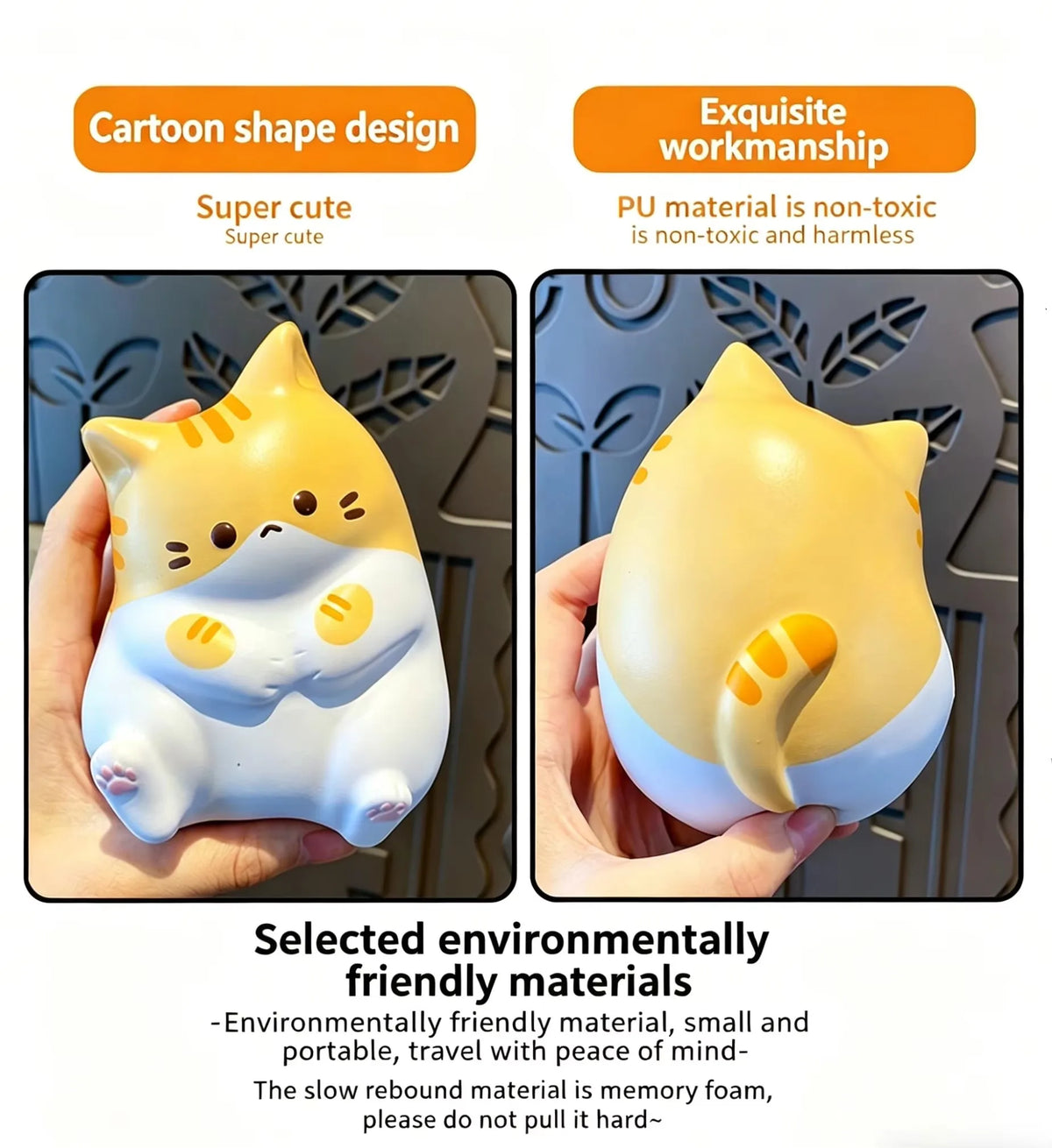 Cute Chubby Cat Squishy Toy – Slow-Rebound PU Sensory Fidget