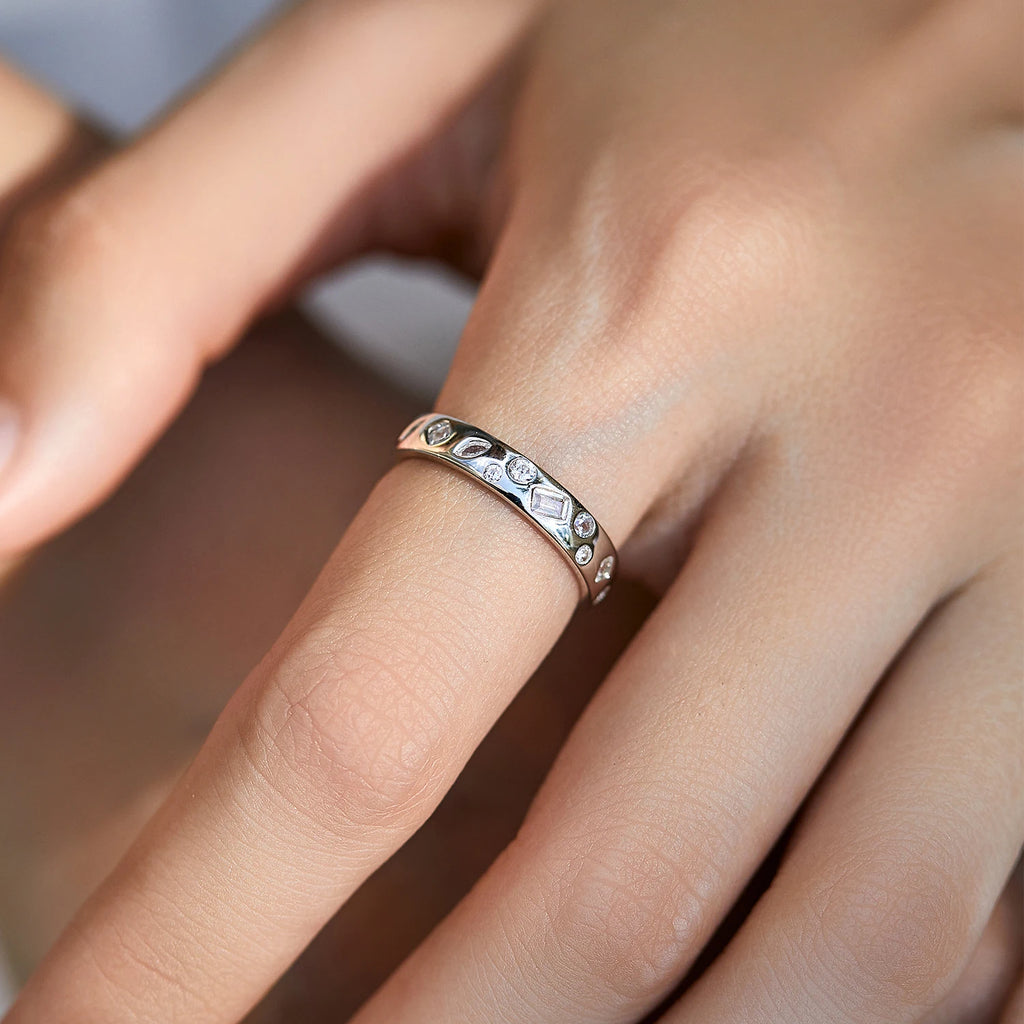 💍✨ MODIAN Geometric CZ Eternity Band – 925 Sterling Silver