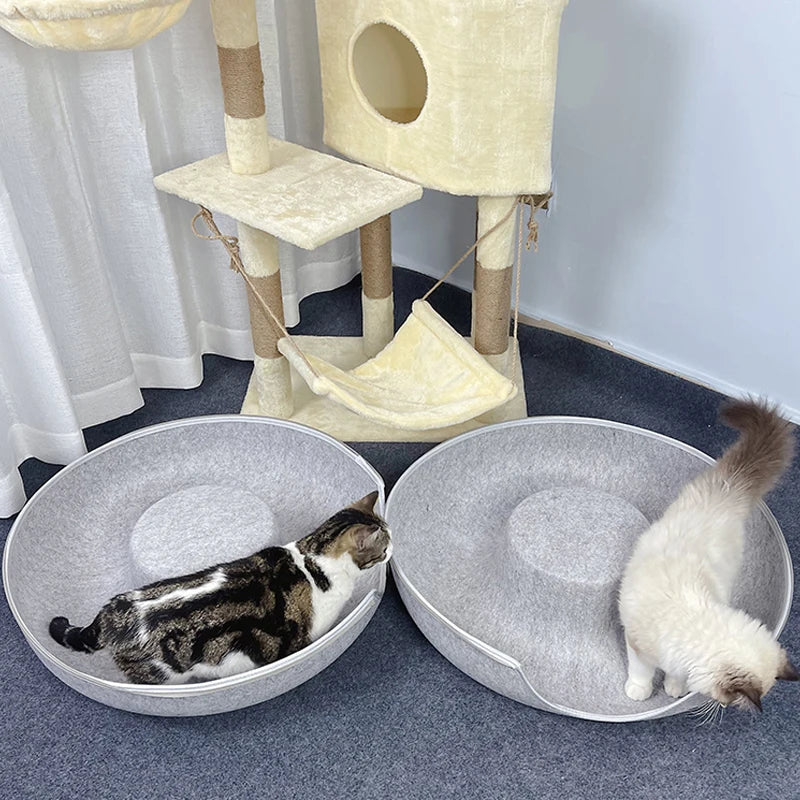 Donut Cat Tunnel Bed – Dual-Use Felt Cat House & Interactive Play Tunnel for Kittens and Indoor Cats