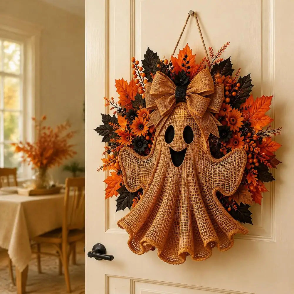 Rustic Halloween Ghost Wreath – Farmhouse Front Door Décor