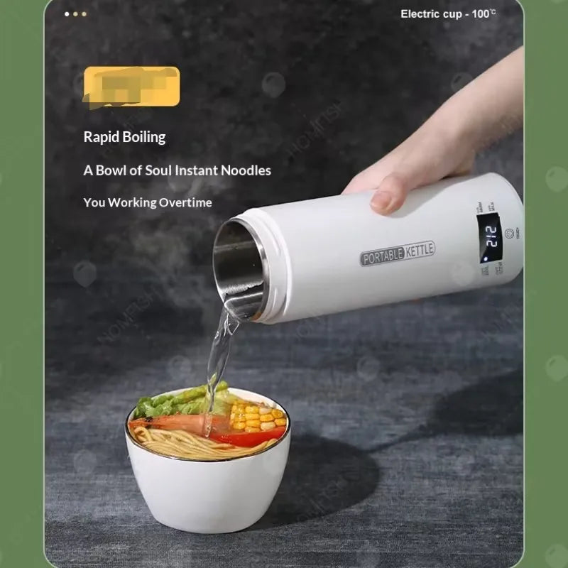 🔥☕ 450ML Portable Electric Kettle Thermal Cup | Fast Boil Tea & Coffee Travel Kettle 🧳 | Anti-Scald Water Bottle with English Menu