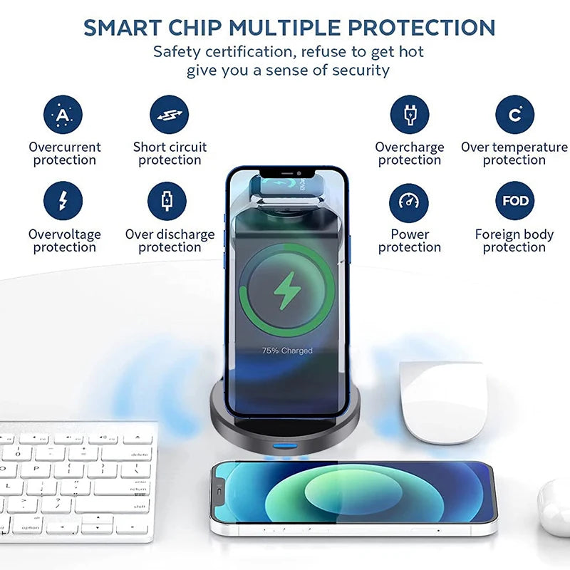 3-in-1 MagSafe Wireless Charger Stand – Fast Charging Station