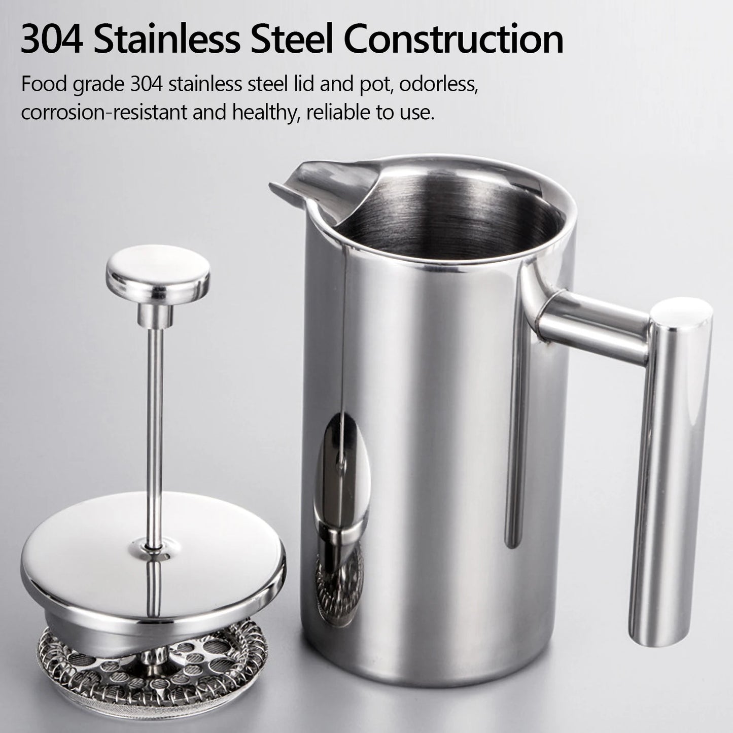 ☕✨ Stainless Steel French Press Coffee Maker | Double-Walled Insulated Coffee Pot 🫖 | 350ml / 800ml / 1000ml Coffee Brewer