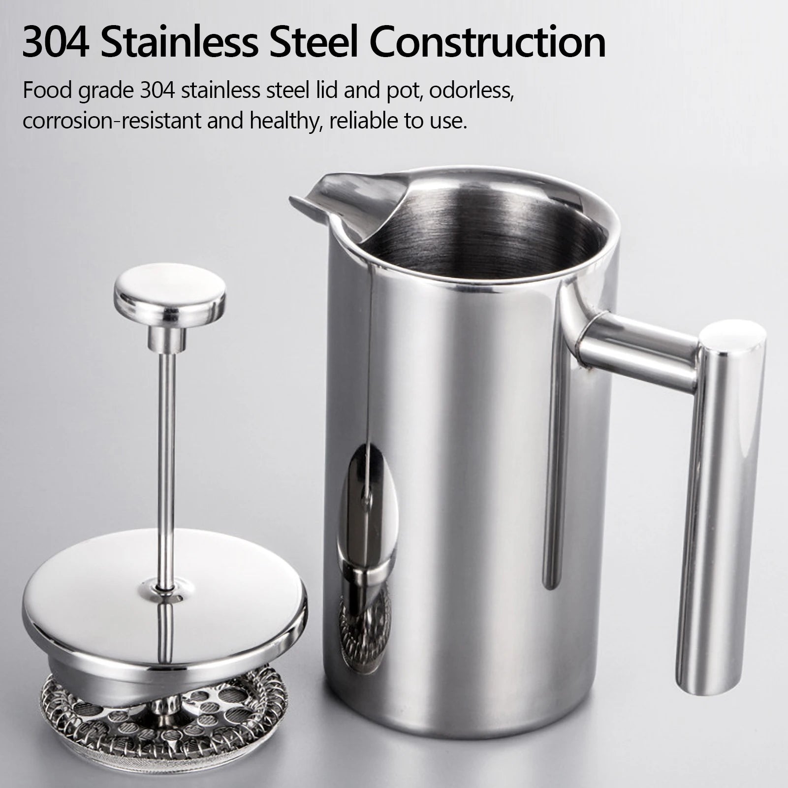 ☕✨ Stainless Steel French Press Coffee Maker | Double-Walled Insulated Coffee Pot 🫖 | 350ml / 800ml / 1000ml Coffee Brewer