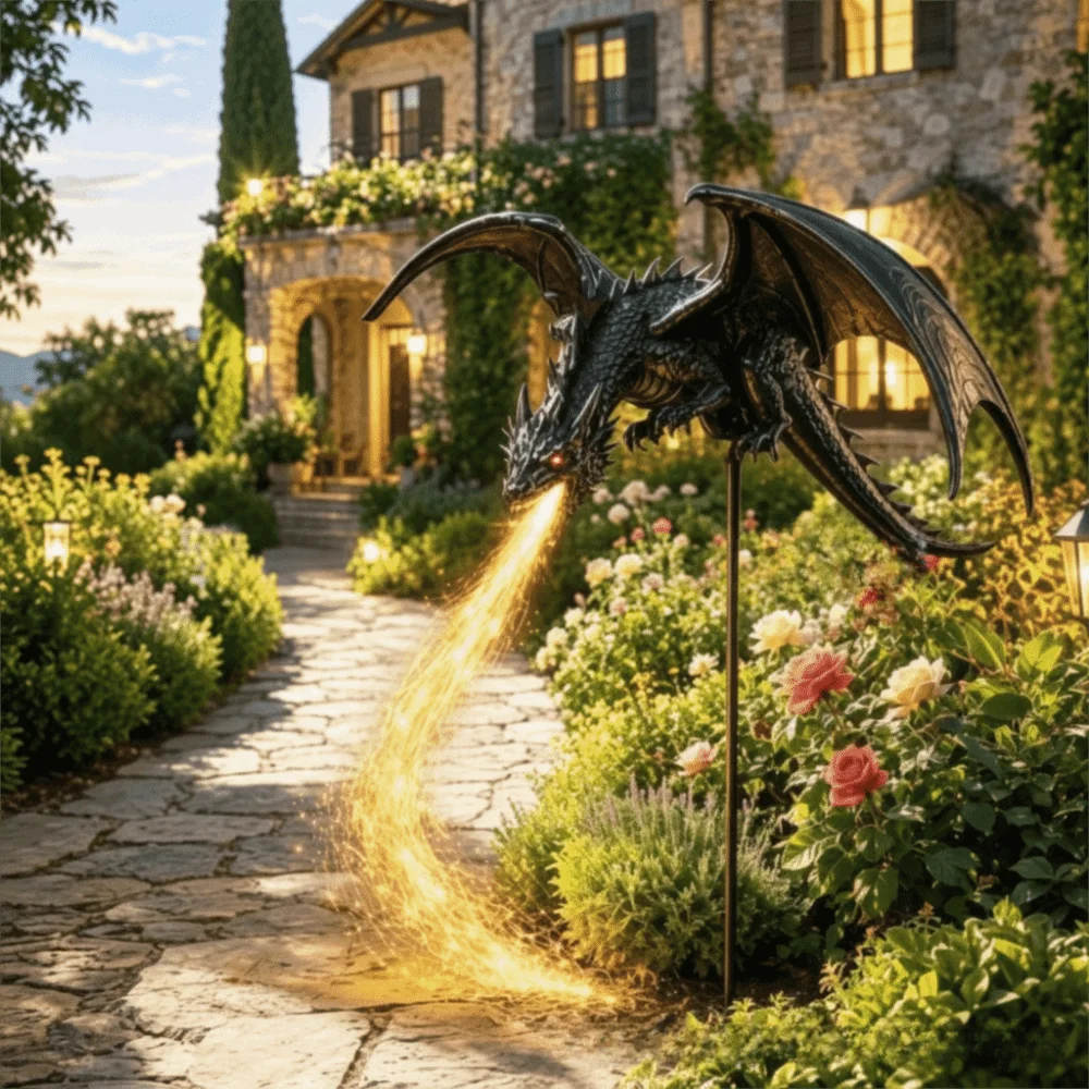 Solar Dragon Fire Garden Light – Waterproof Resin Landscape Décor