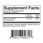 Vitamin D3 50000IU - Muscle Health, Strong Bones and Nervous System Health, Support Immune