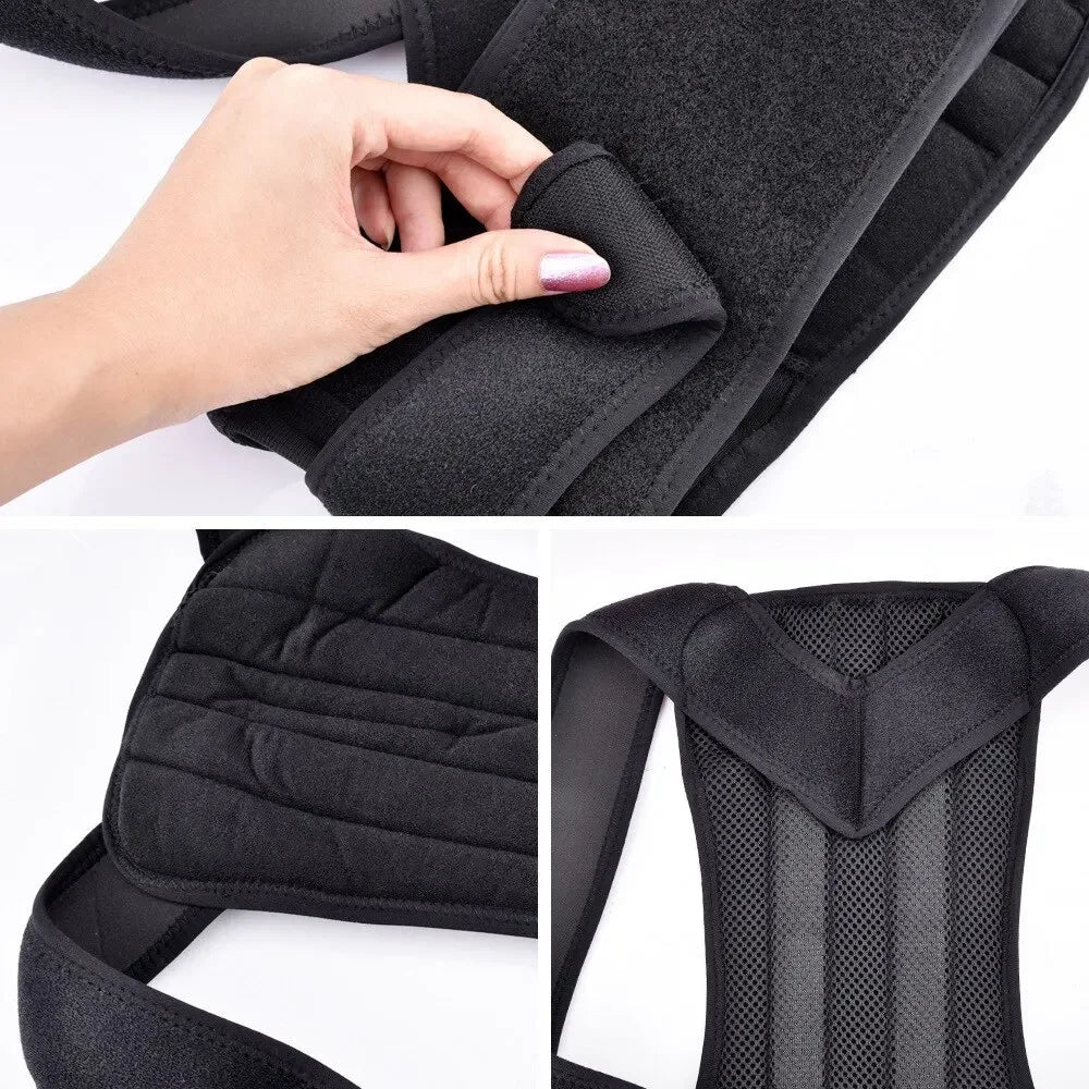 Adjustable Back posture corrector with breathable shoulder and waist support straps