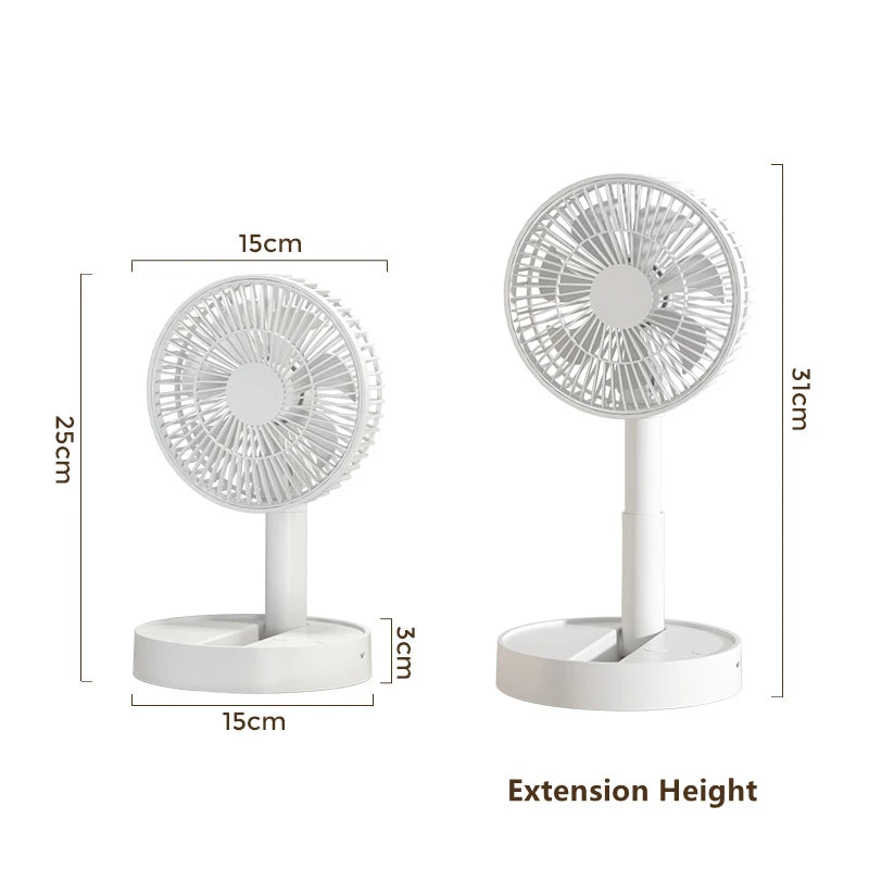 🌬️🔋 USB Foldable Mini Fan – 4 Speeds & Timer Table Fan