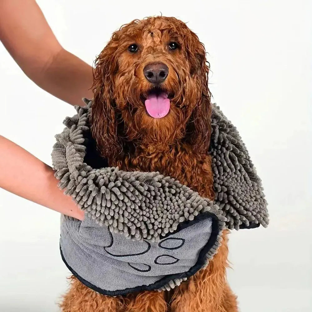 🛁🐾 Pet Absorbent Bath Towel – Quick-Drying Golden Hair Blanket