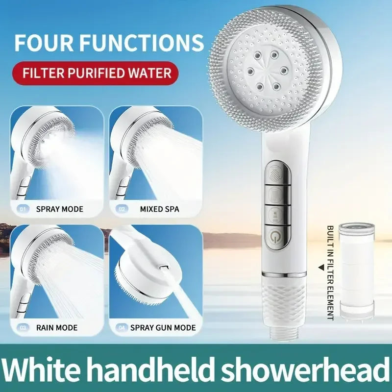 🚿💧 Four-Speed Filtered Supercharged Shower Head – Water-Seal High-Pressure Multi-Functional Bathroom Sprayer (1PC)