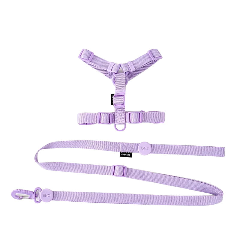 🌈🐾 Macaron Color Dog Harness Collar & Leash Set – Reflective