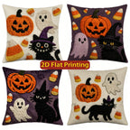 Halloween Pillow Cover – Pumpkin, Ghost & Cat