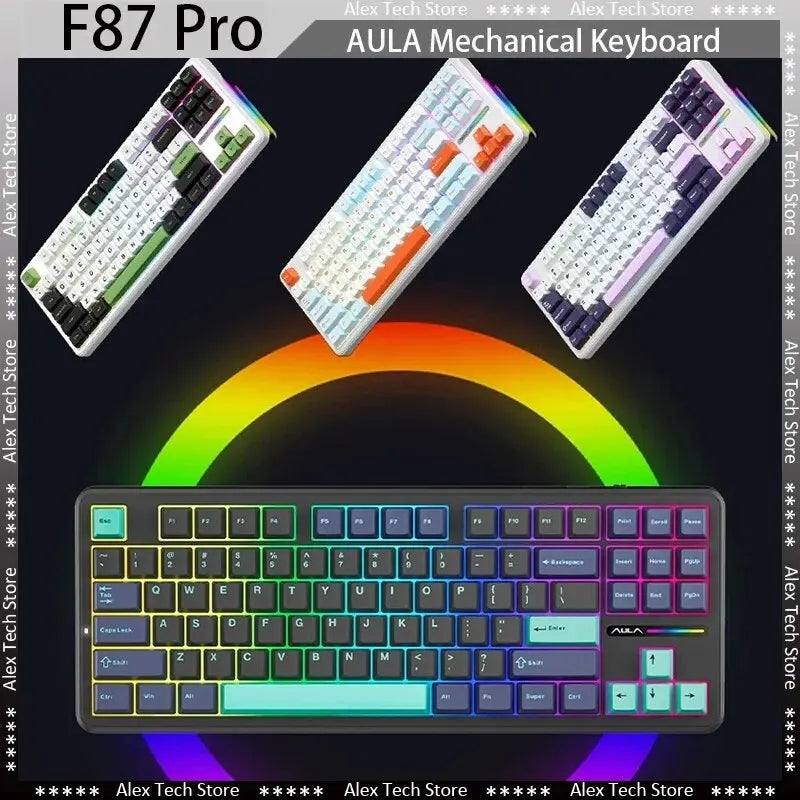 AULA F87 Pro Mechanical Keyboard – Tri-Mode Wireless RGB 87-Key