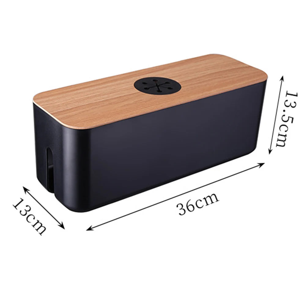 🌿📦 Wooden Cable Storage Box – Power Strip & Wire Organizer