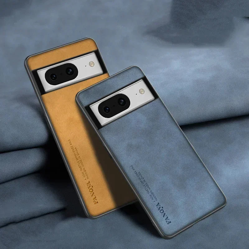 Sheepskin Leather Silicone Bumper Case for Google Pixel Series