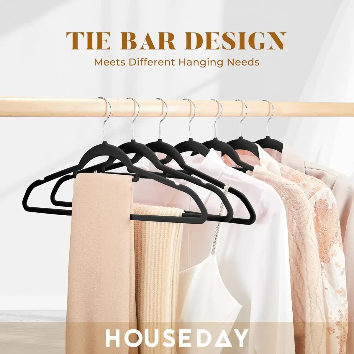 👗✨ 10pcs High-End Velvet Clothes Hangers | Non-Slip Flocked Felt Solid Hangers 🖤 | Heavy-Duty Slim Wardrobe Hangers