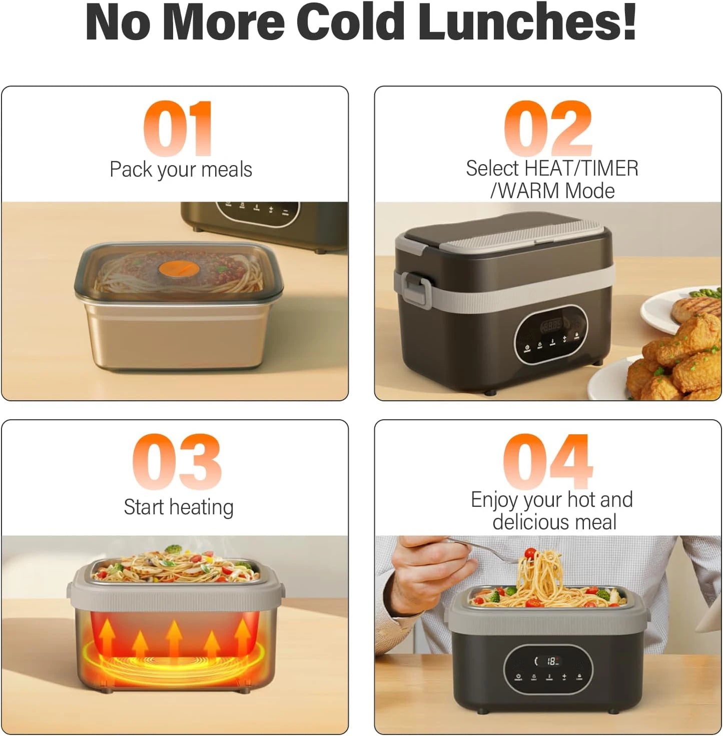 🔥🍱 Gison 1.5L Electric Heated Lunch Box for Adults | 60W Portable Food Warmer ⚡ | 18000mAh Display Lunch Heater for Work, Car & Home