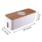 🌿📦 Wooden Cable Storage Box – Power Strip & Wire Organizer