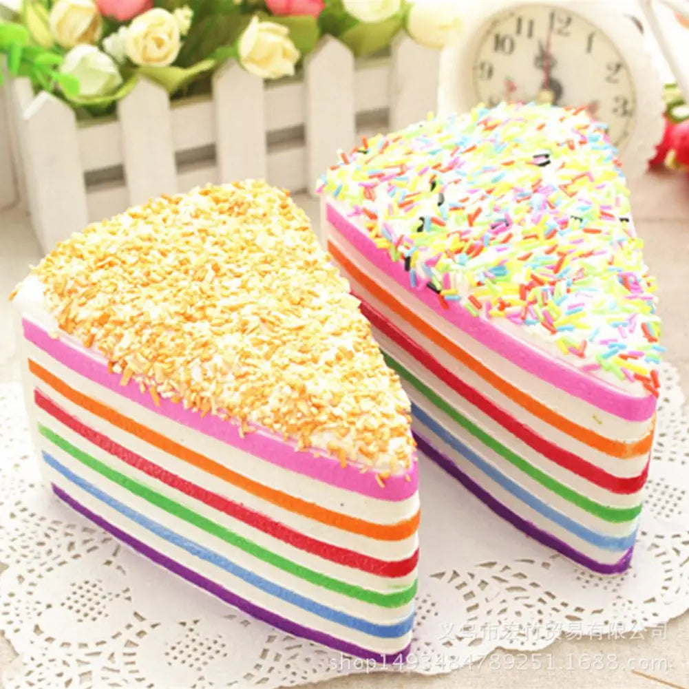 Rainbow Cake Squishy Toy – Slow-Rebound Sprinkle Cake Stress Ball
